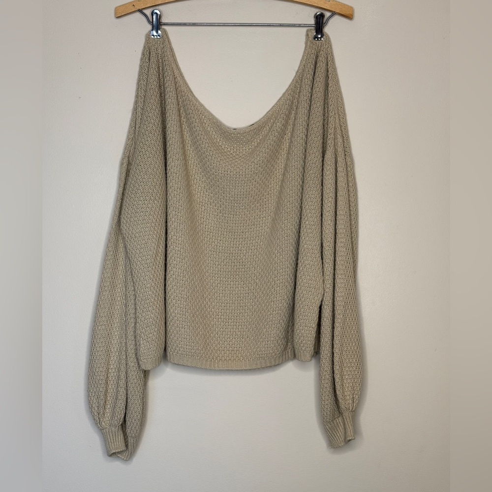 Nasty Gal Off-the-Shoulder Tan Sweater